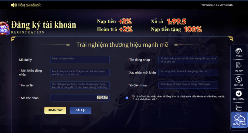 Chi tiết các bước đăng ký Tài Xỉu MD5 cho người mới