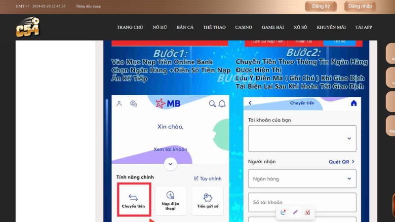 Nguyên nhân khiến cho quá trình rút tiền MB66 không thành công