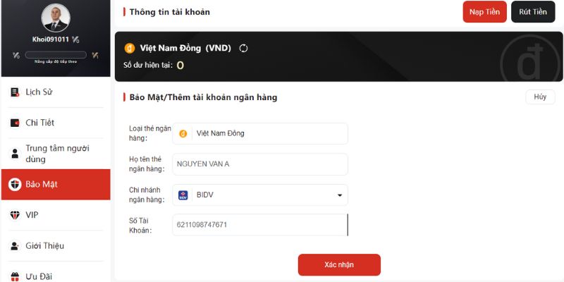 Xác nhận chính xác mọi thông tin cung cấp